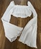 Bluzka Crop Top Długie Rękawy Boho Chic